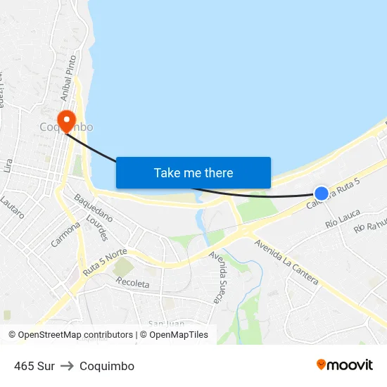 465 Sur to Coquimbo map