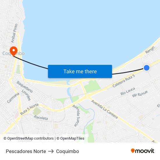 Pescadores Norte to Coquimbo map