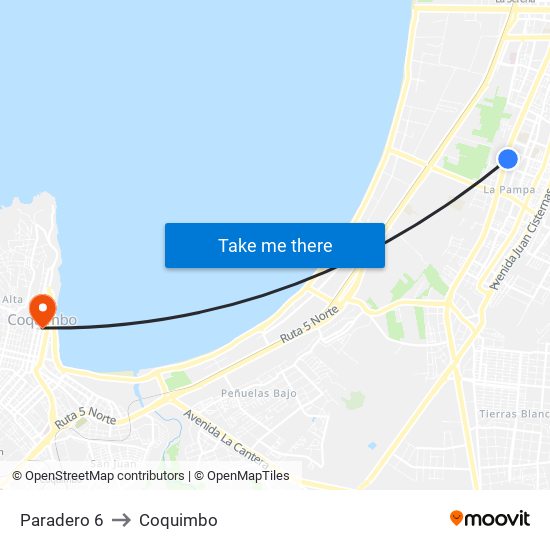 Paradero 6 to Coquimbo map
