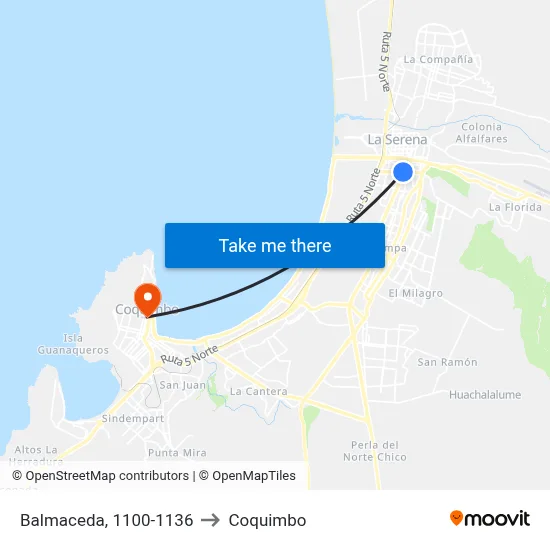 Balmaceda, 1100-1136 to Coquimbo map