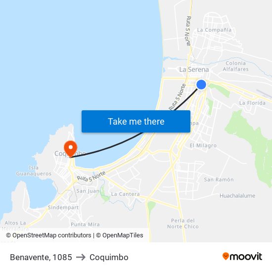 Benavente, 1085 to Coquimbo map