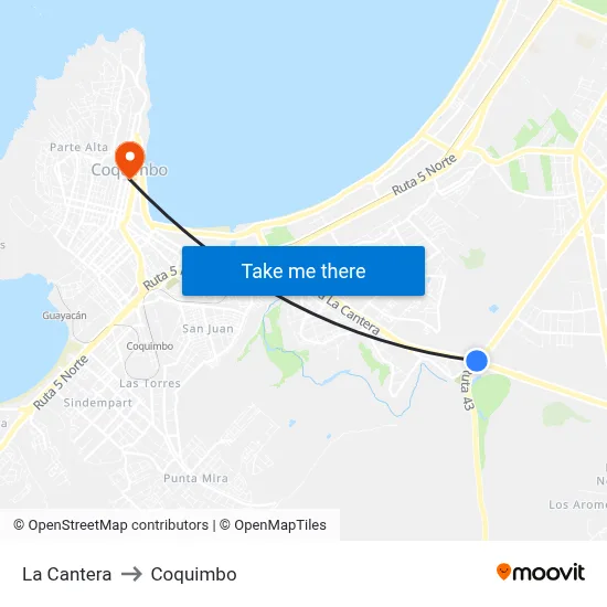 La Cantera to Coquimbo map