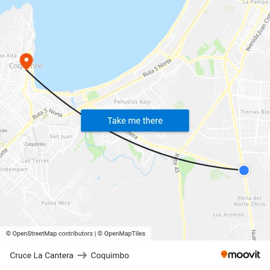 Cruce La Cantera to Coquimbo map
