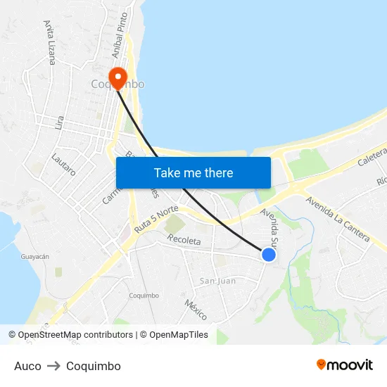 Auco to Coquimbo map