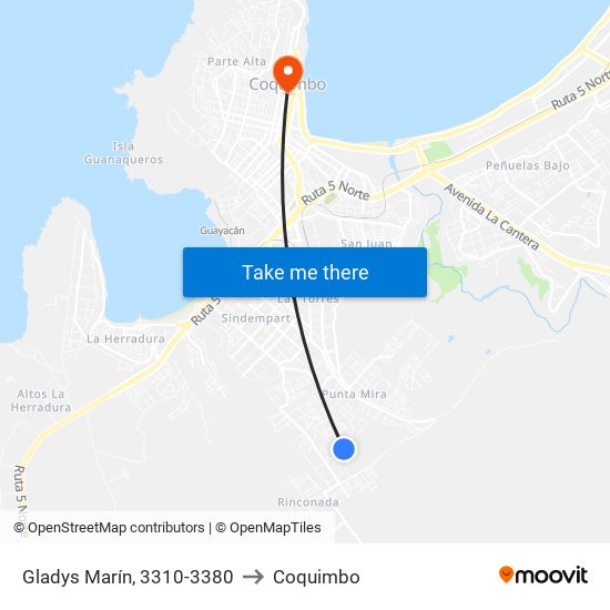 Gladys Marín, 3310-3380 to Coquimbo map