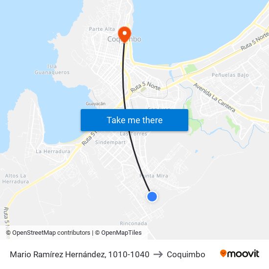 Mario Ramírez Hernández, 1010-1040 to Coquimbo map