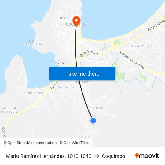 Mario Ramírez Hernández, 1010-1040 to Coquimbo map