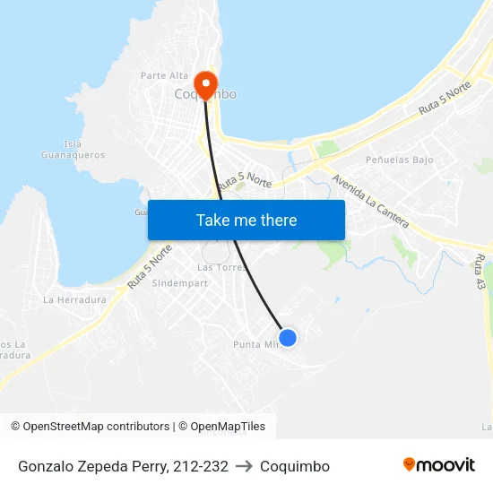 Gonzalo Zepeda Perry, 212-232 to Coquimbo map