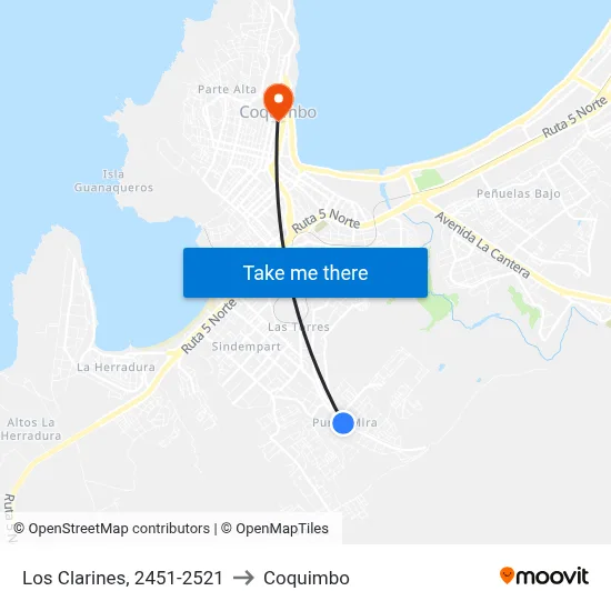 Los Clarines, 2451-2521 to Coquimbo map