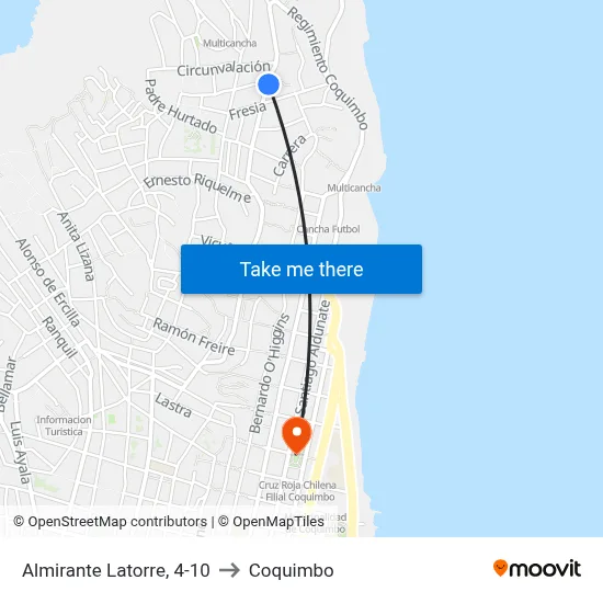 Almirante Latorre, 4-10 to Coquimbo map