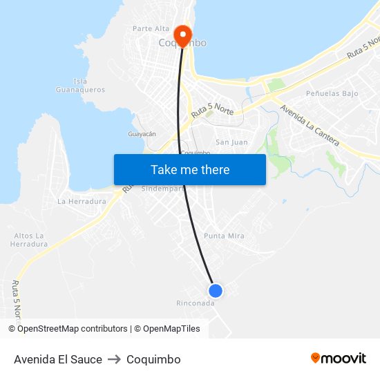 Avenida El Sauce to Coquimbo map