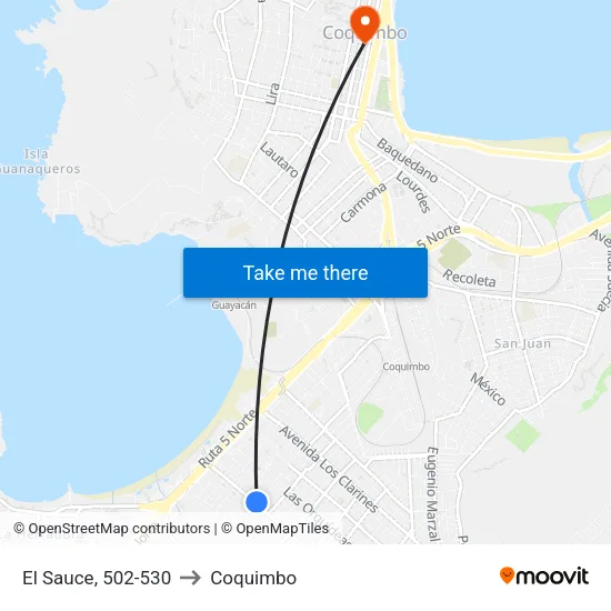 El Sauce, 502-530 to Coquimbo map