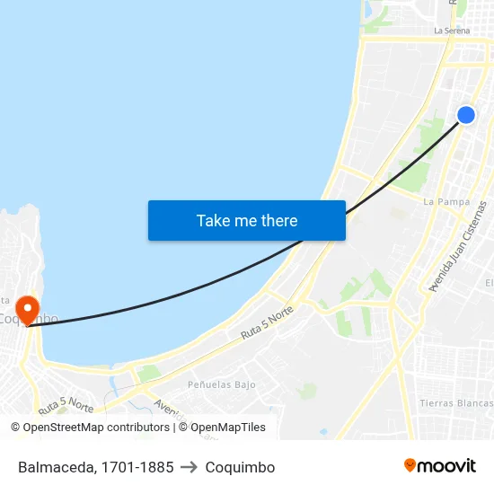 Balmaceda, 1701-1885 to Coquimbo map