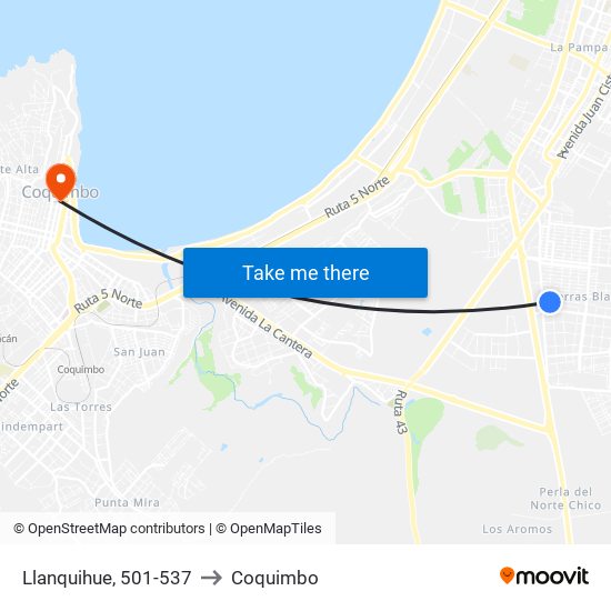 Llanquihue, 501-537 to Coquimbo map