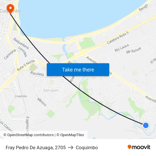 Fray Pedro De Azuaga, 2705 to Coquimbo map