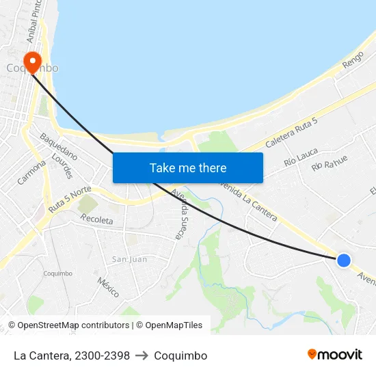 La Cantera, 2300-2398 to Coquimbo map
