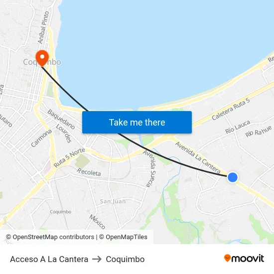 Acceso A La Cantera to Coquimbo map