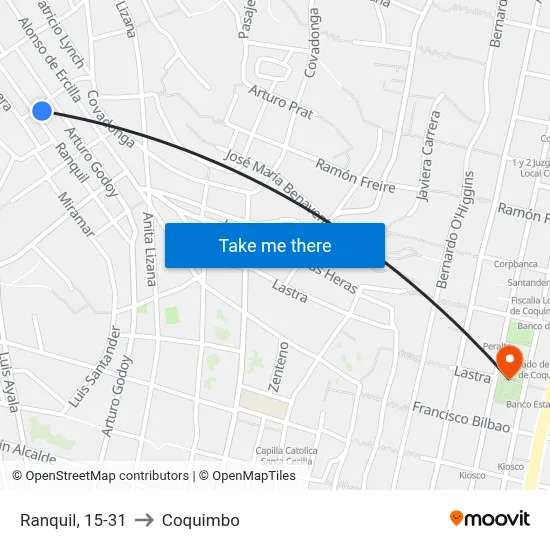 Ranquil, 15-31 to Coquimbo map