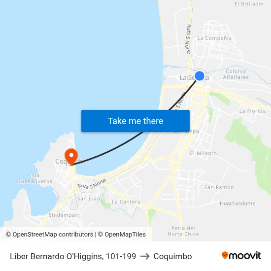 Liber Bernardo O'Higgins, 101-199 to Coquimbo map