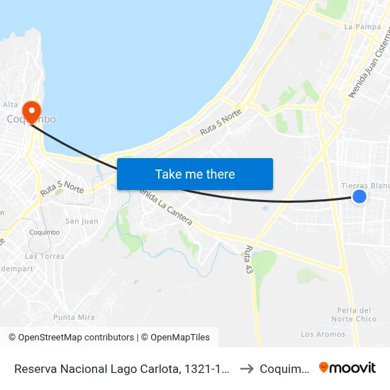 Reserva Nacional Lago Carlota, 1321-1381 to Coquimbo map