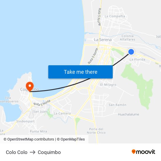 Colo Colo to Coquimbo map