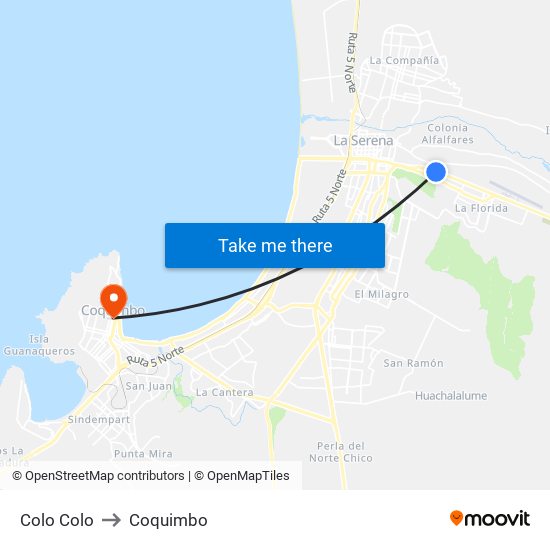 Colo Colo to Coquimbo map