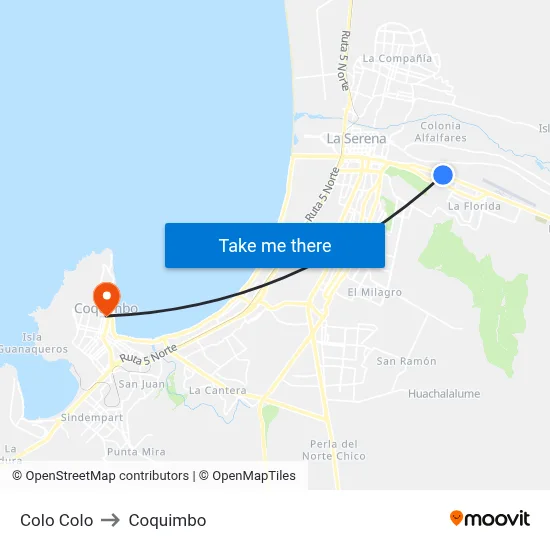 Colo Colo to Coquimbo map