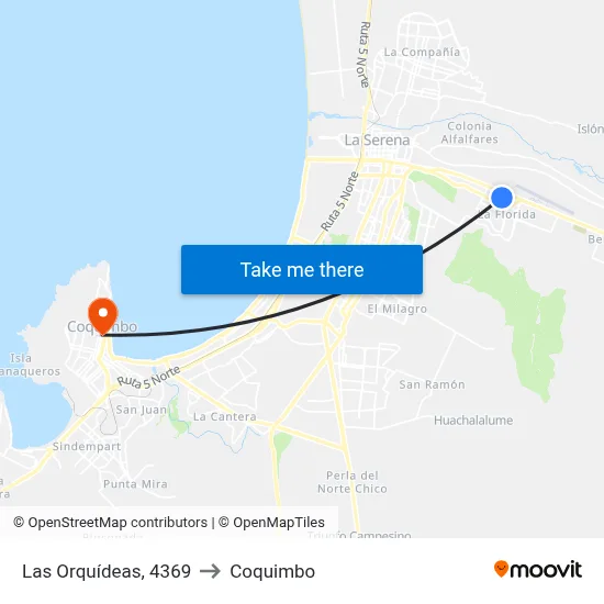 Las Orquídeas, 4369 to Coquimbo map