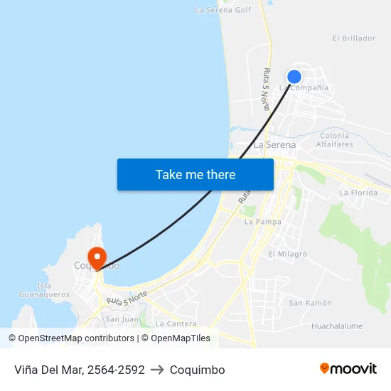Viña Del Mar, 2564-2592 to Coquimbo map