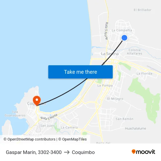 Gaspar Marín, 3302-3400 to Coquimbo map