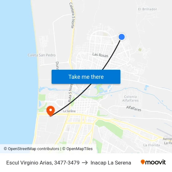 Escul Virginio Arias, 3477-3479 to Inacap La Serena map