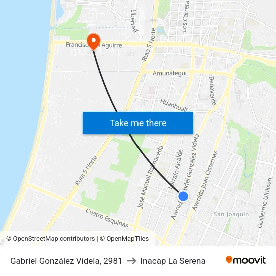 Gabriel González Videla, 2981 to Inacap La Serena map