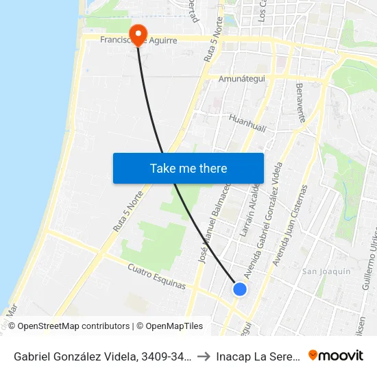 Gabriel González Videla, 3409-3415 to Inacap La Serena map