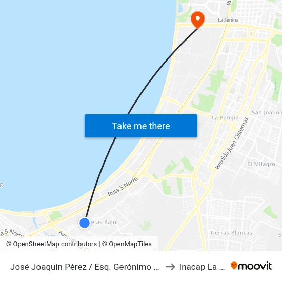 José Joaquín Pérez / Esq. Gerónimo Méndez Arancibia to Inacap La Serena map