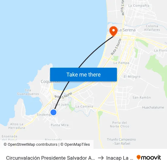 Circunvalación Presidente Salvador Allende, 1101-1129 to Inacap La Serena map