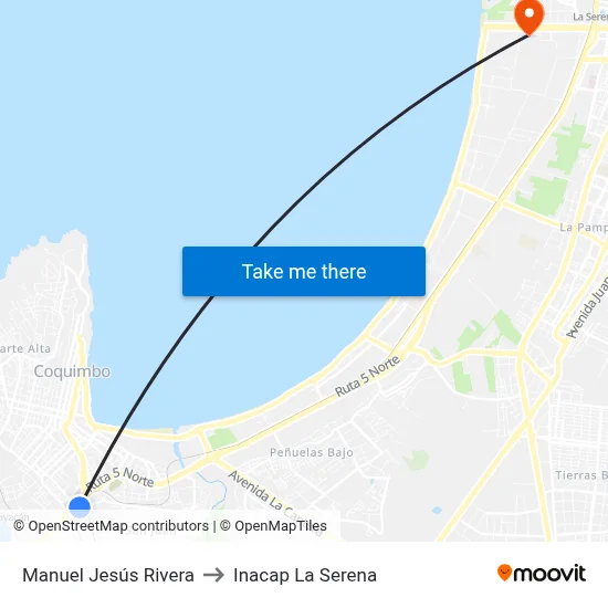 Manuel Jesús Rivera to Inacap La Serena map