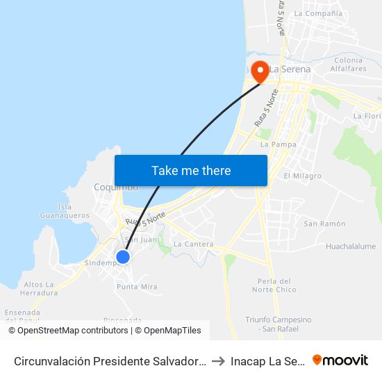 Circunvalación Presidente Salvador Allende to Inacap La Serena map