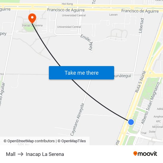 Mall to Inacap La Serena map