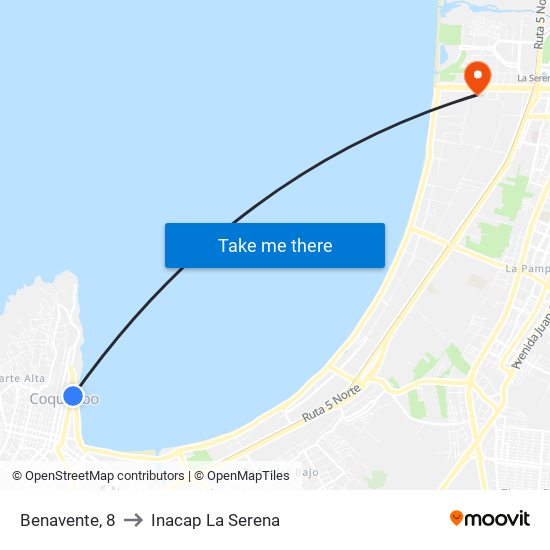 Benavente, 8 to Inacap La Serena map