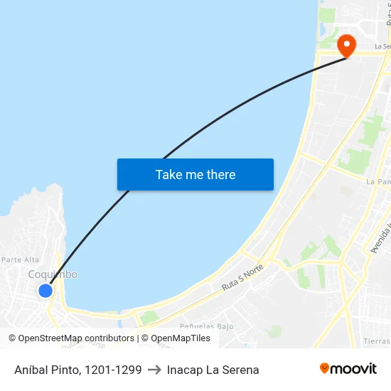 Aníbal Pinto, 1201-1299 to Inacap La Serena map