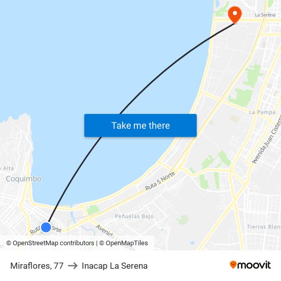 Miraflores, 77 to Inacap La Serena map