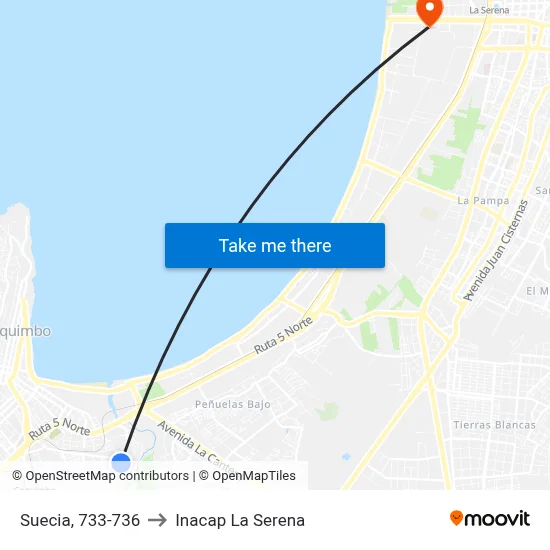 Suecia, 733-736 to Inacap La Serena map