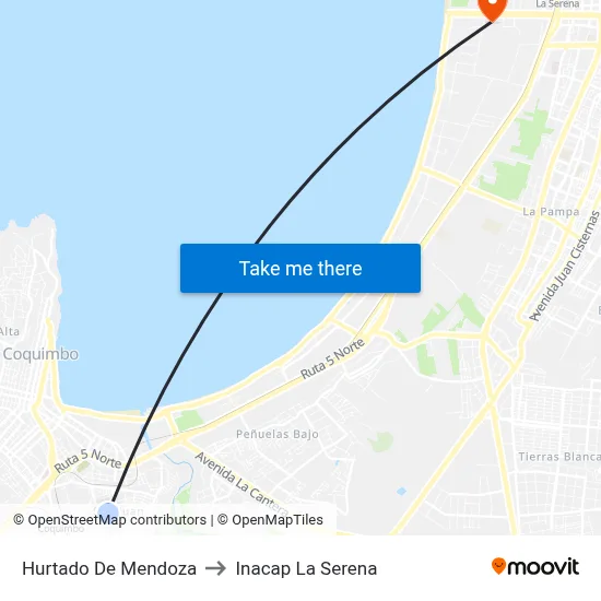 Hurtado De Mendoza to Inacap La Serena map
