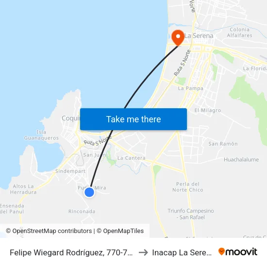 Felipe Wiegard Rodríguez, 770-794 to Inacap La Serena map