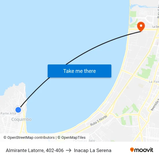 Almirante Latorre, 402-406 to Inacap La Serena map