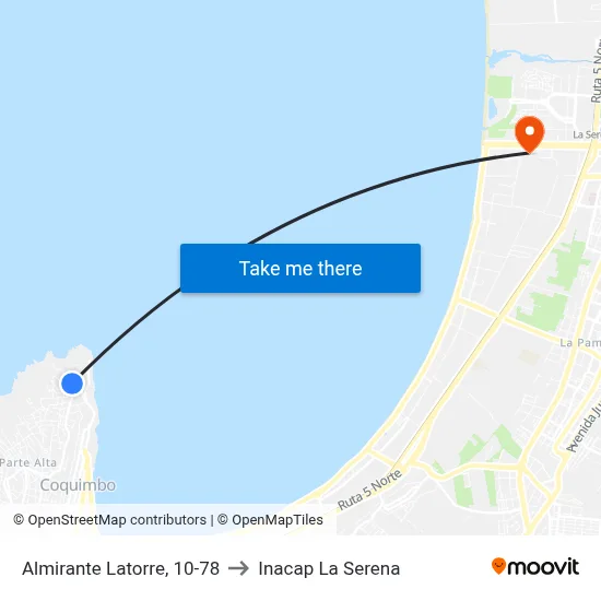 Almirante Latorre, 10-78 to Inacap La Serena map