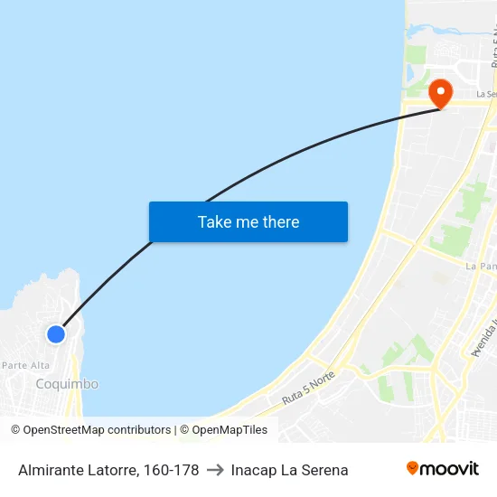 Almirante Latorre, 160-178 to Inacap La Serena map