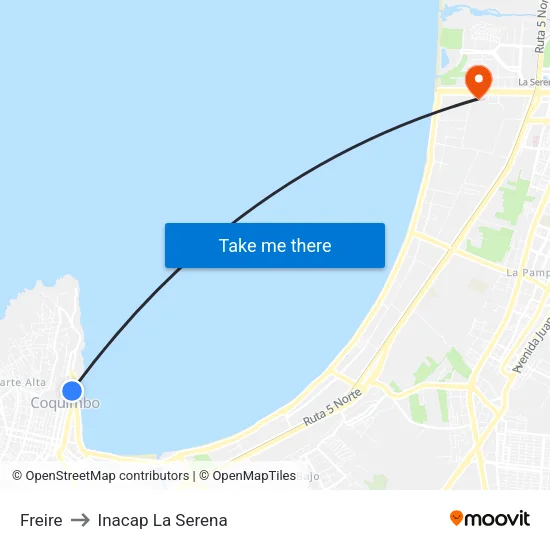 Freire to Inacap La Serena map