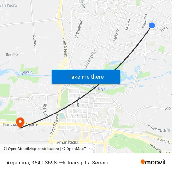 Argentina, 3640-3698 to Inacap La Serena map