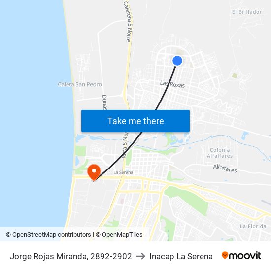 Jorge Rojas Miranda, 2892-2902 to Inacap La Serena map